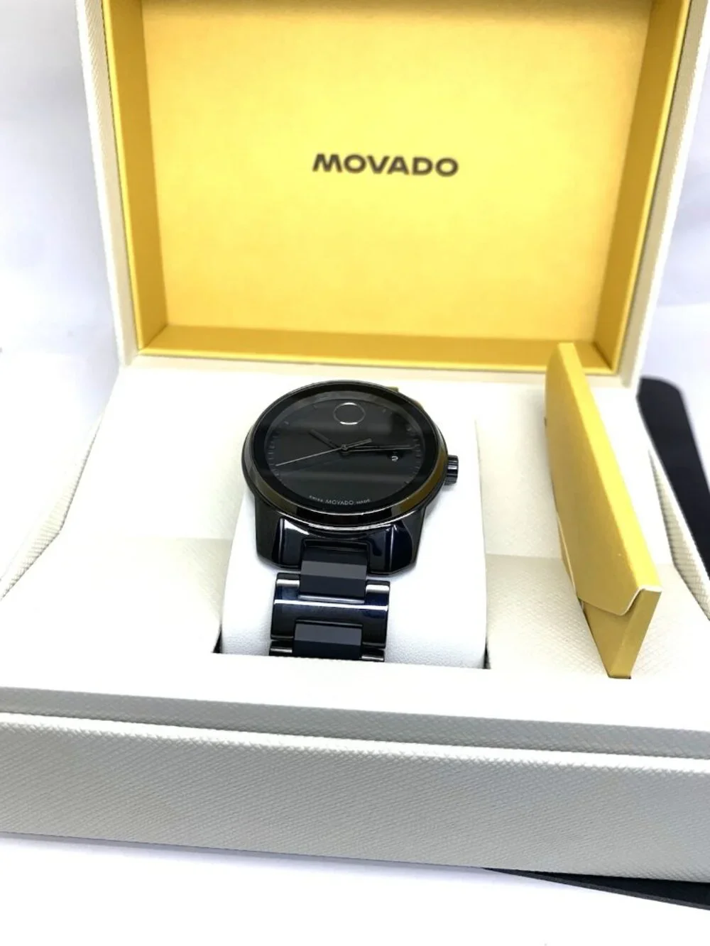 Movado Men's Watch Bold Verso Gray Dial Swiss Quartz Black Ceramic Steel 42mm